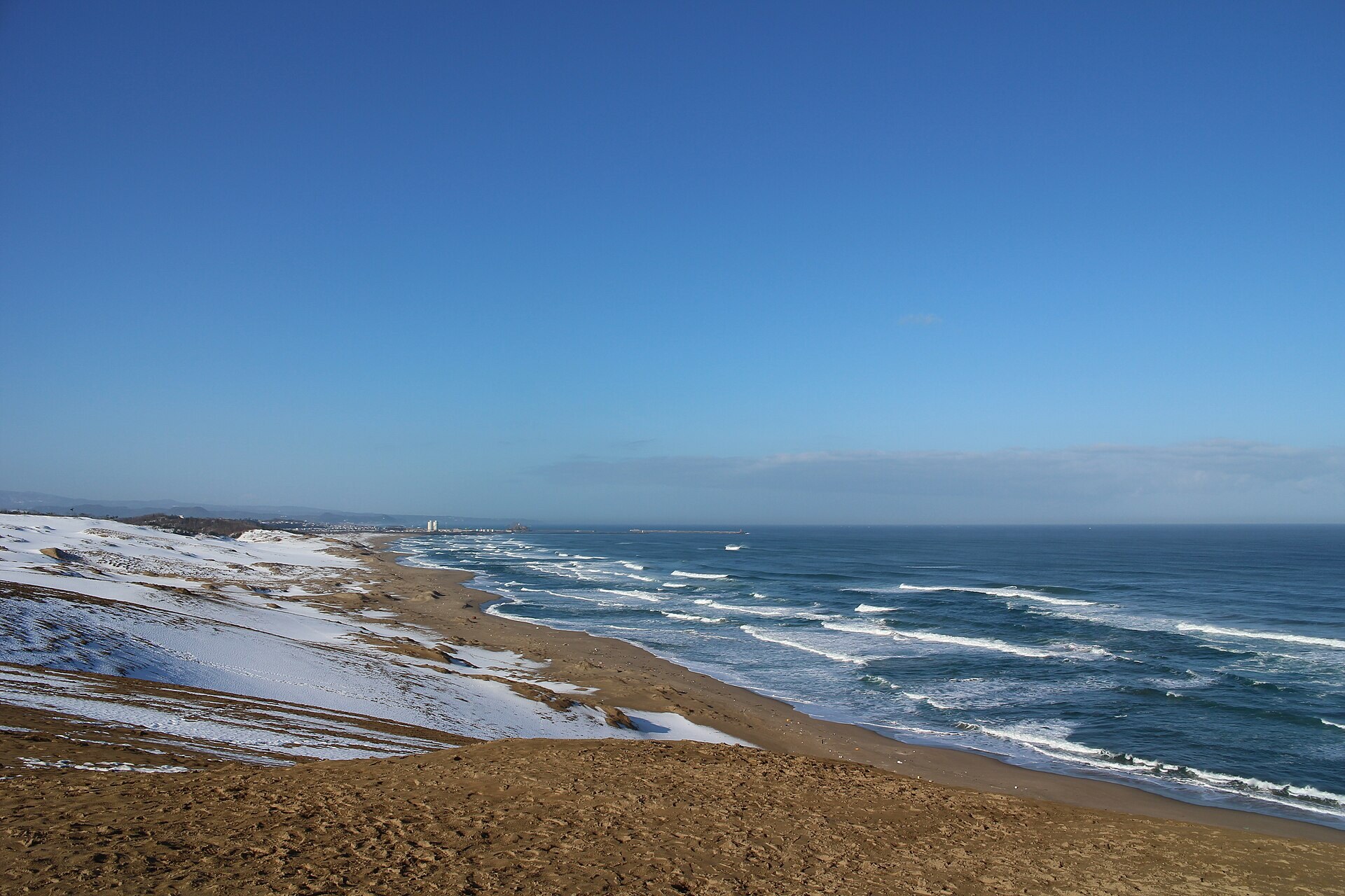 Sand, snow and the Sea of Japan on the Tottori coast