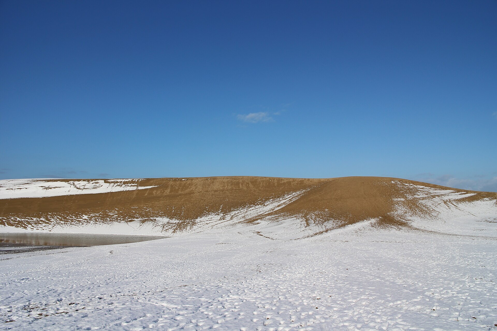 Snow dusting the Tottori dunes in winter