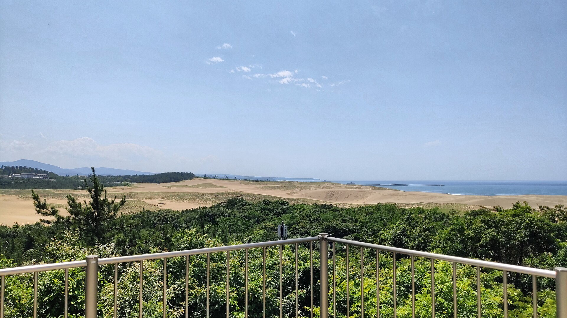 The dune field running out to the Sea of Japan