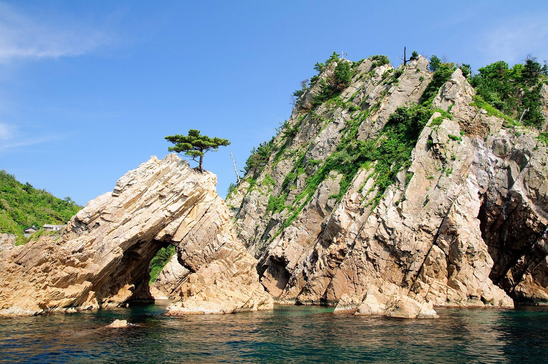 Pine-topped sea stacks of the Uradome coast
